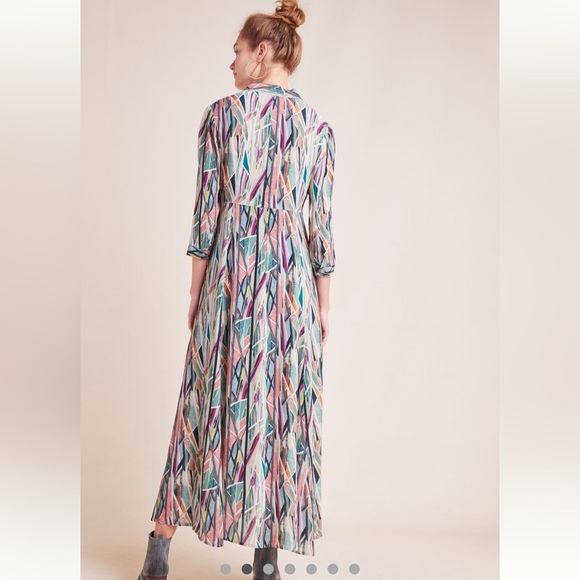 bl-nk ANTHROPOLOGIE Winona Watercolor Shirtdress SZ S FLOWY button Down western - Picture 3 of 16